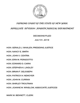 SUPREME COURT of the STATE of NEW YORK Appellate Division, Fourth Judicial Department