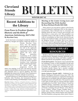 Cleveland Friends Library Bulletin Winter 2017