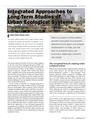 Integrated Approaches to Long-Term Studies of Urban Ecological Systems