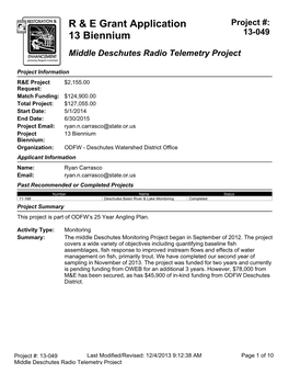 Middle Deschutes Radio Telemetry Project