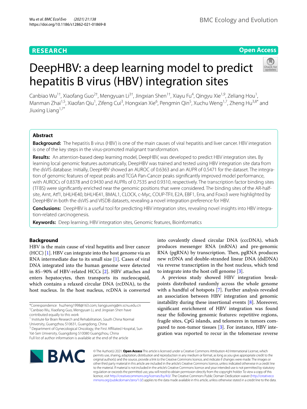 Deephbv: a Deep Learning Model to Predict Hepatitis B Virus (HBV)