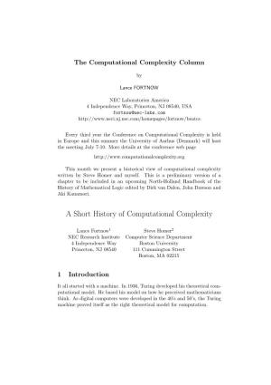 A Short History of Computational Complexity
