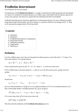 Fredholm Determinant - Wikipedia, the Free Encyclopedia