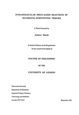 Intramolecular Diels-Alder Reactions of Sulphonyl-Substituted Trienes