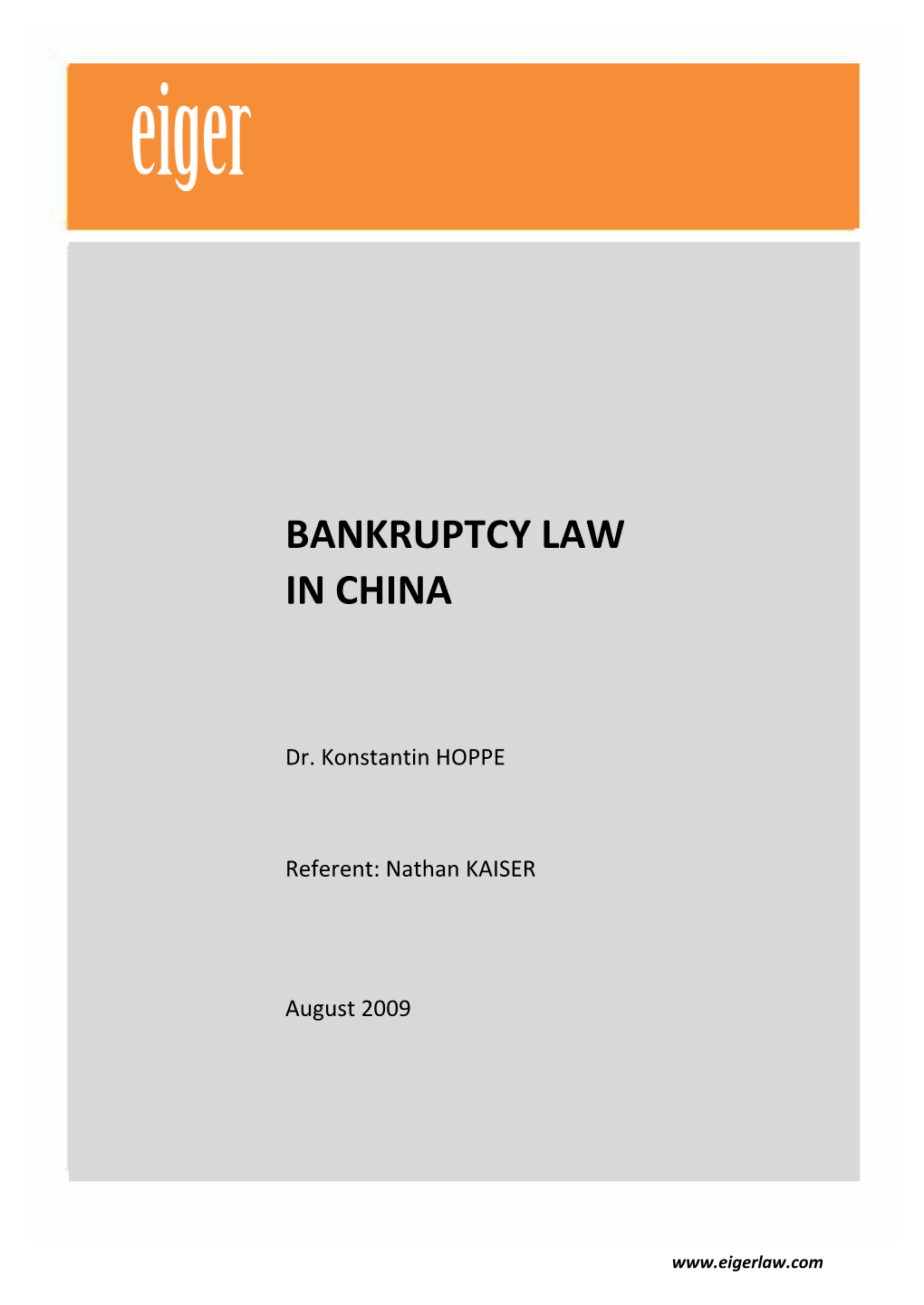 Bankruptcy Law in China