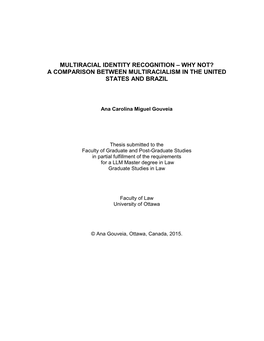 Multiracial Identity Recognition – Why Not? a Comparison Between Multiracialism in the United States and Brazil