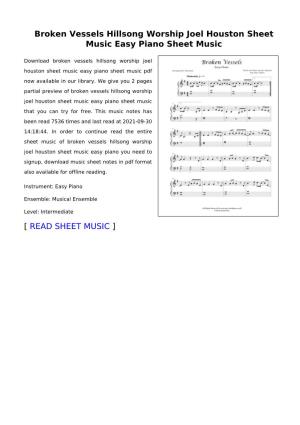 Broken Vessels Hillsong Worship Joel Houston Sheet Music Easy Piano Sheet Music