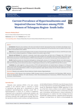Current Prevalence of Hyperinsulinemia and Impaired Glucose Tolerance Among PCOS Women of Telangana Region- South India