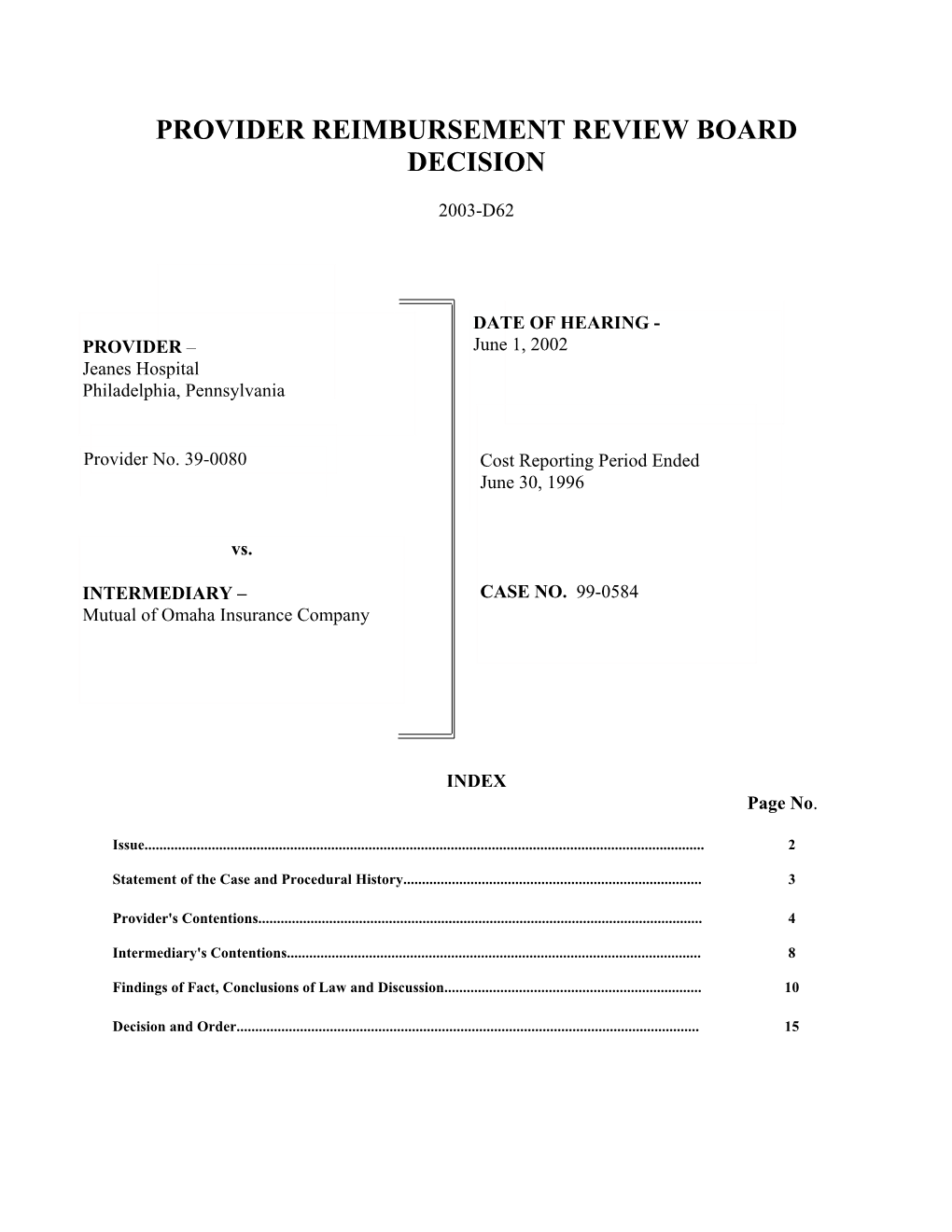 Provider Reimbursement Review Board Decision