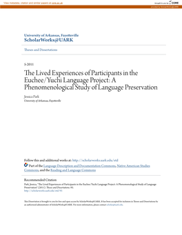 The Lived Experiences of Participants in the Euchee/Yuchi Language