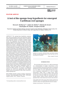 A Test of the Sponge-Loop Hypothesis for Emergent Caribbean Reef Sponges