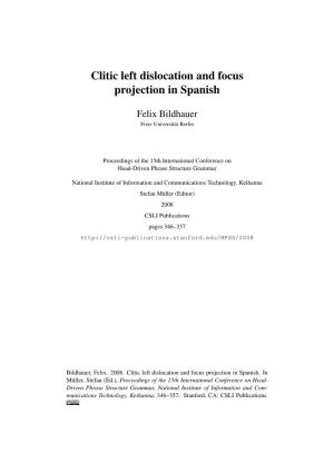 Clitic Left Dislocation and Focus Projection in Spanish