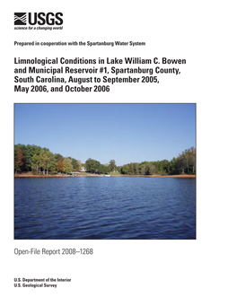 Limnological Conditions in Lake William C. Bowen and Municipal Reservoir #1, Spartanburg County, South Carolina, August to September 2005, May 2006, and October 2006