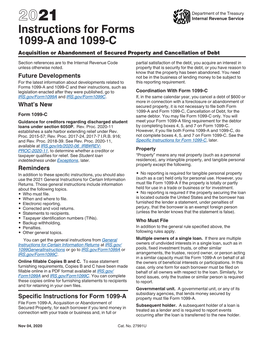 2021 Instructions for Forms 1099-A and 1099-C