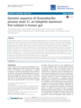 Genome Sequence of Oceanobacillus Picturae Strain S1, an Halophilic