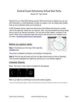Central Coast Astronomy Virtual Star Party March 13Th 7Pm Pacific