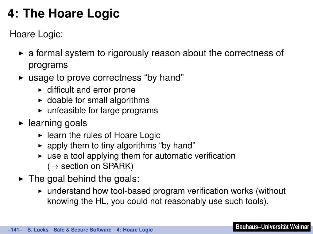 4: the Hoare Logic