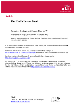 Article the Health Impact Fund