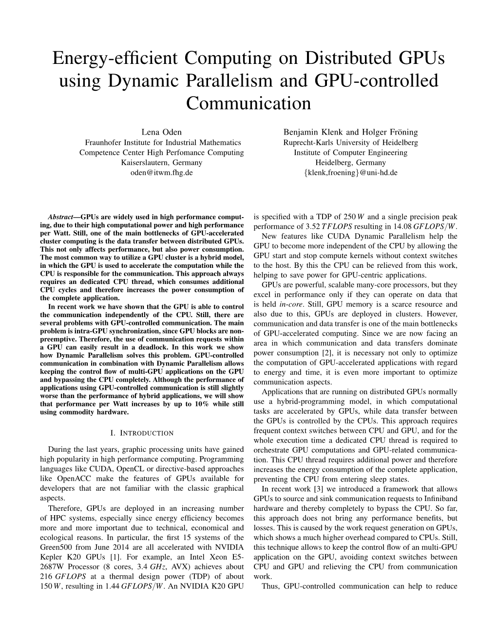 Energy-Efficient Computing on Distributed Gpus Using Dynamic