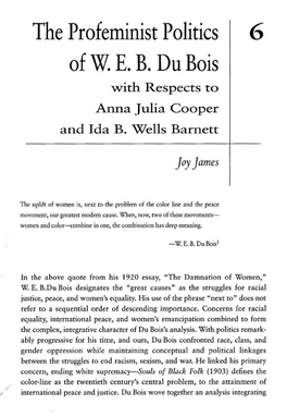 The Profeminist Politics of W. E. B. Du Bois— With