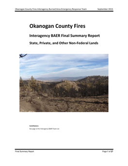 Okanogan County Fires Interagency Burned Area Emergency Response Team September 2015