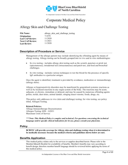 Allergy Skin and Challenge Testing