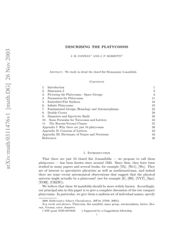 Arxiv:Math/0311476V1 [Math.DG] 26 Nov 2003 As Ooo,Cvr Diameter