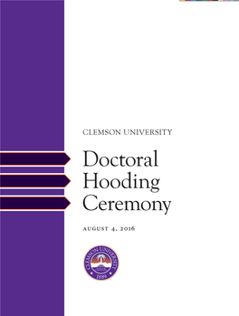 Doctoral Hooding Ceremony Program August 2016