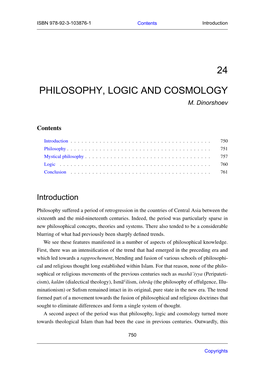 24 Philosophy, Logic and Cosmology