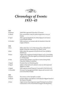 Chronology of Events: 1933–45