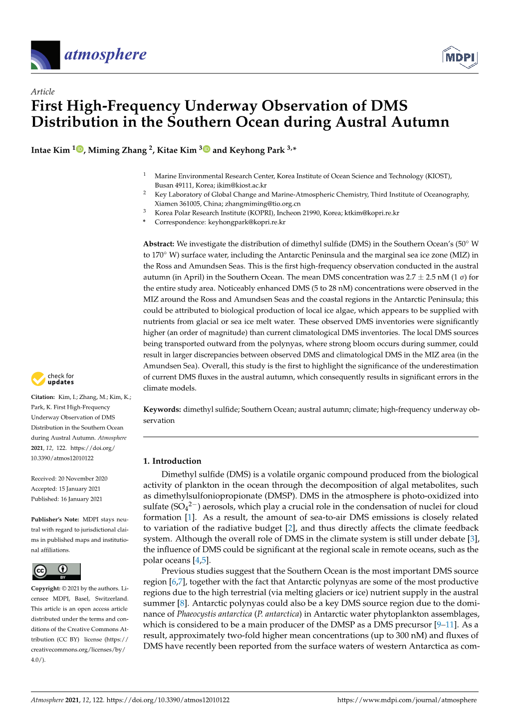 First High-Frequency Underway Observation of DMS Distribution in the Southern Ocean During Austral Autumn