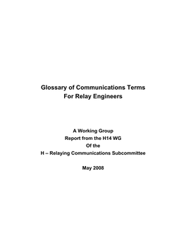 Glossary of Communications Terms for Relay Engineers