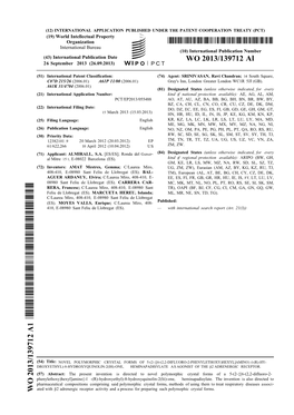 WO 2013/139712 Al 26 September 2013 (26.09.2013) P O P C T