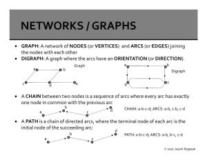 GRAPH: a Network of NODES (Or VERTICES) and ARCS (Or EDGES) Joining the Nodes with Each Other  DIGRAPH: a Graph Where the Arcs Have an ORIENTATION (Or DIRECTION)