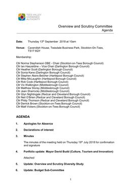 Overview and Scrutiny Committee Agenda