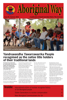 Yandruwandha Yawarrawarrka People Recognised As the Native