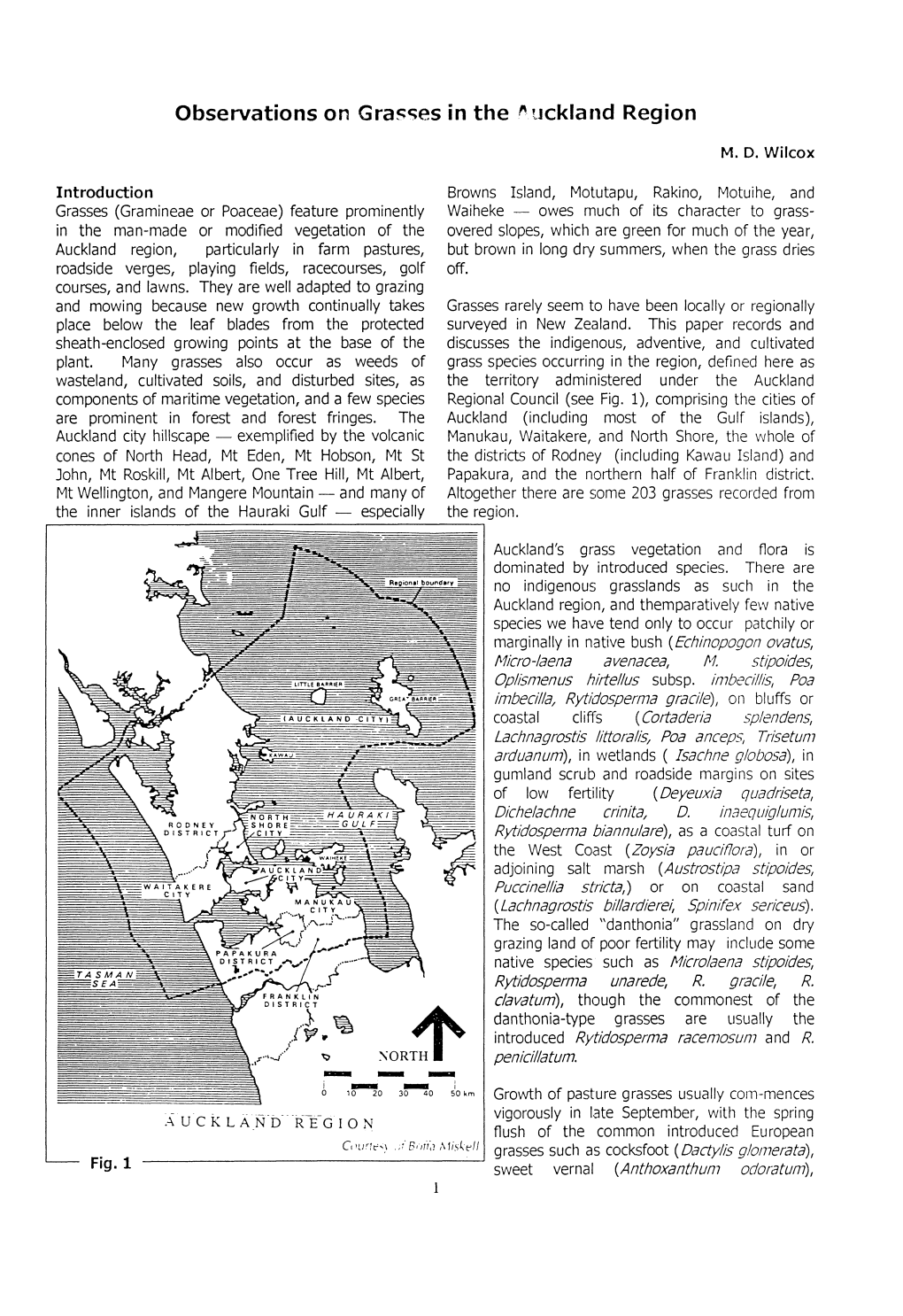 Observations on Grasses in the Auckland Region