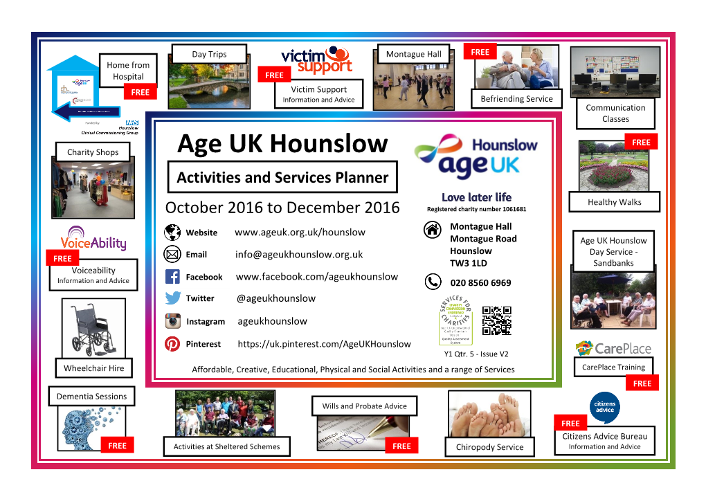 Age UK Hounslow Activities and Services Planner