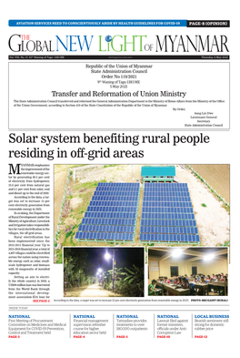 Solar System Benefiting Rural People Residing in Off-Grid Areas