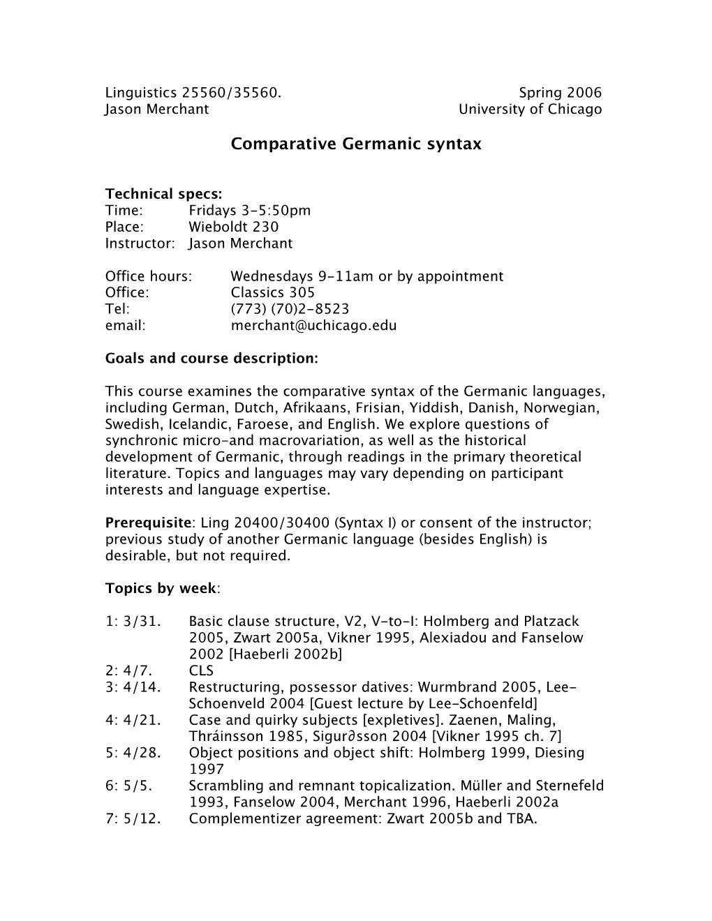 Comparative Germanic Syntax