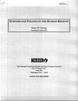 Business and Politics in the Russian Regions 5 7