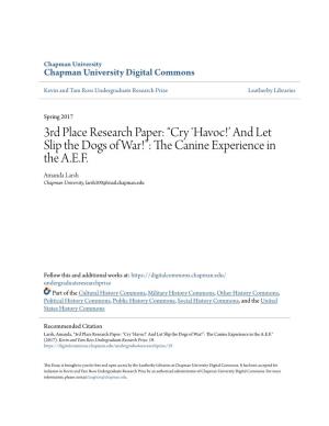 3Rd Place Research Paper: “Cry ‘Havoc!’ and Let Slip the Dogs of War!”: the Ac Nine Experience in the A.E.F