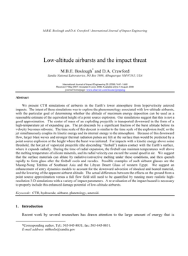 Low-Altitude Airbursts and the Impact Threat