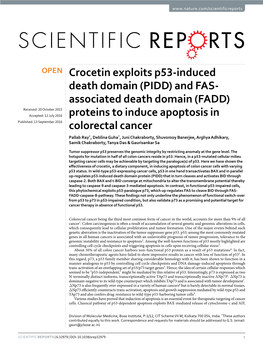 Crocetin Exploits P53-Induced Death Domain (PIDD)