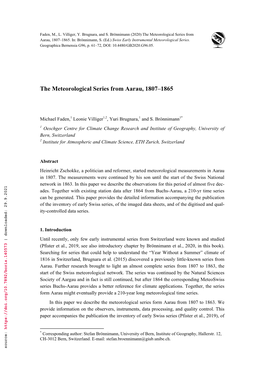 The Meteorological Series from Aarau, 1807–1865