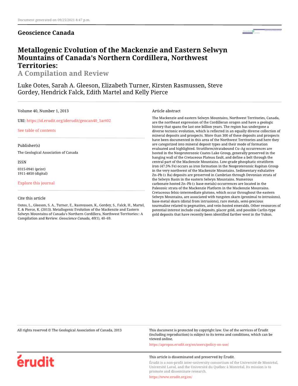 Metallogenic Evolution of the Mackenzie and Eastern