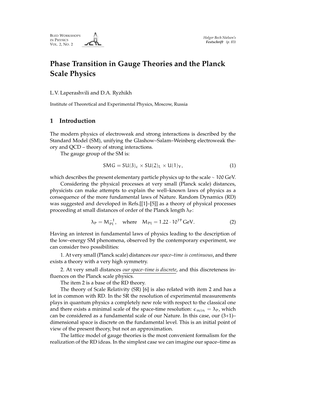 Phase Transition in Gauge Theories and the Planck Scale Physics