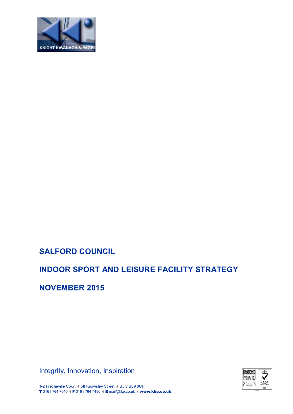 KKP SCC and SCL Indoor Sport and Leisure Facility Strategy PDF 933 KB