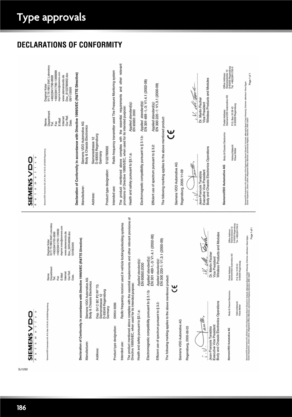 Type Approvals