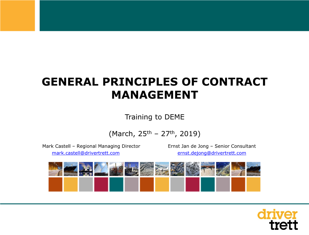 General Principles of Contract Management